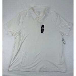 George Mens 2XL Vivid White Pique Polo‎ Shirt Short Sleeve Stretch GE100095613B